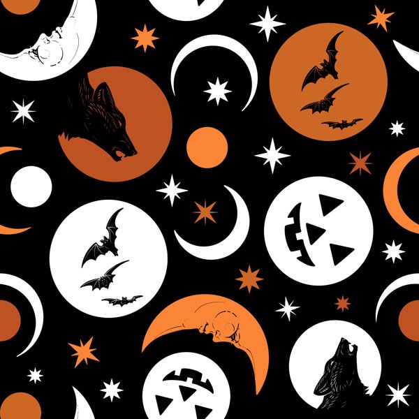 Halloween fabrics: Scaredy Cat, Moons Halloween fabrics: Scaredy Cat, Moons