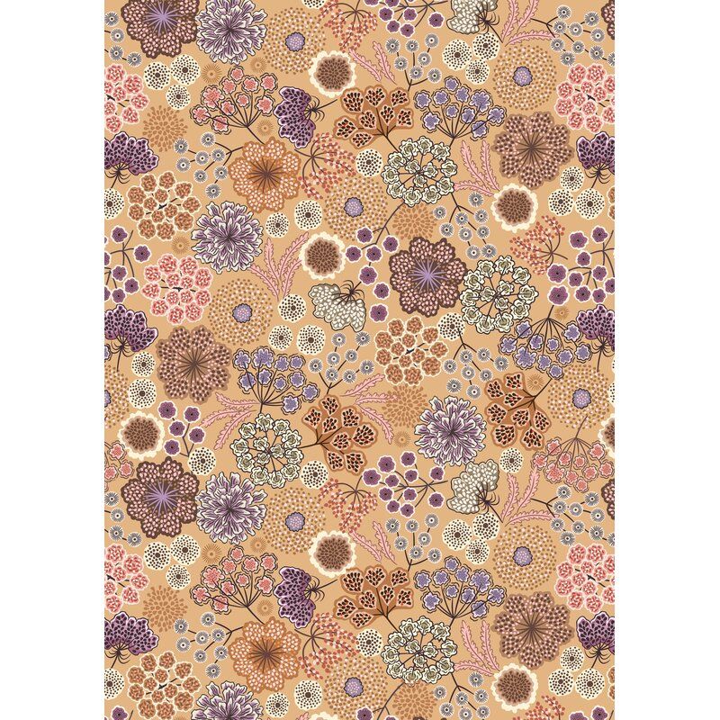 Jardin d'Automne fabric: Large Autumn Floral on Warm Tan