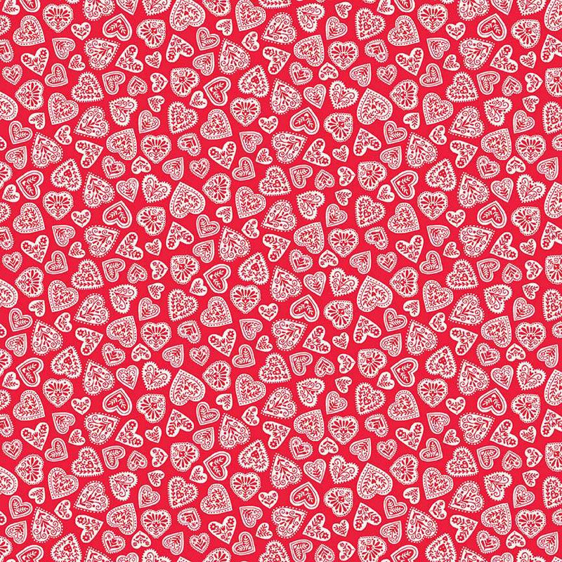 Scandi fabric: Hearts, Red