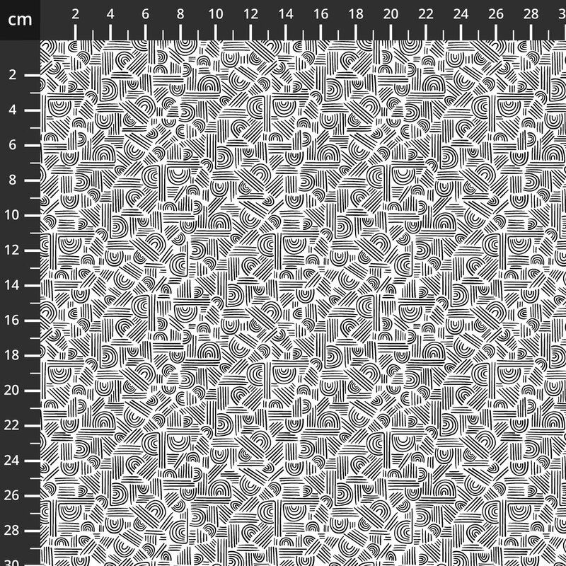Monochrome fabric: Pen and Ink, Labyrinth, White