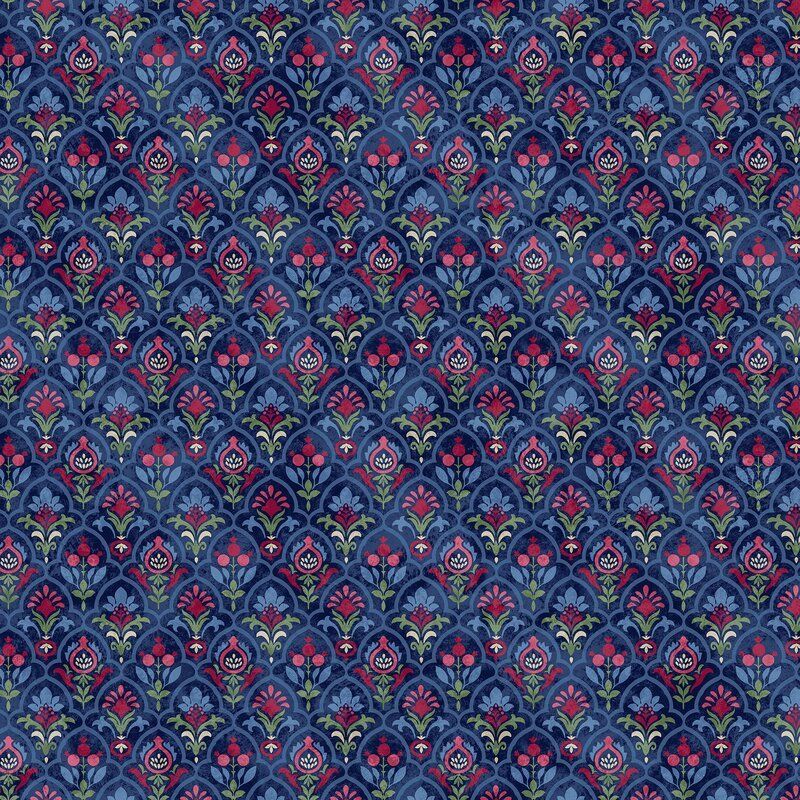 Pomegranate fabric, Scallop, Navy