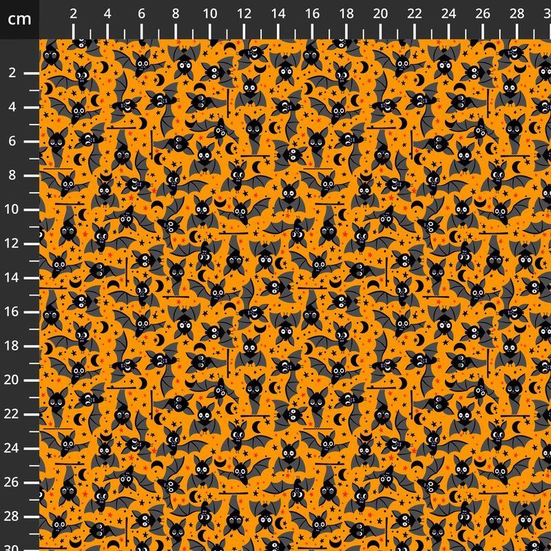 Halloween Fabric, Little Monsters, Bats, Orange Halloween Fabric, Little Monsters, Bats, Orange