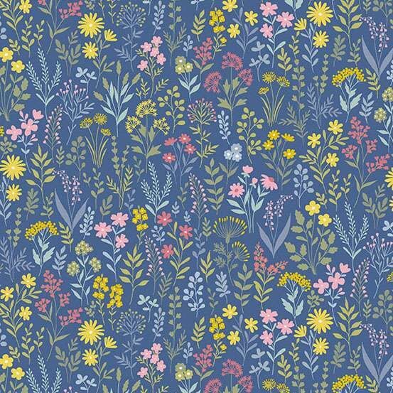 Petite Fleur Fabric: Meadow, Blue