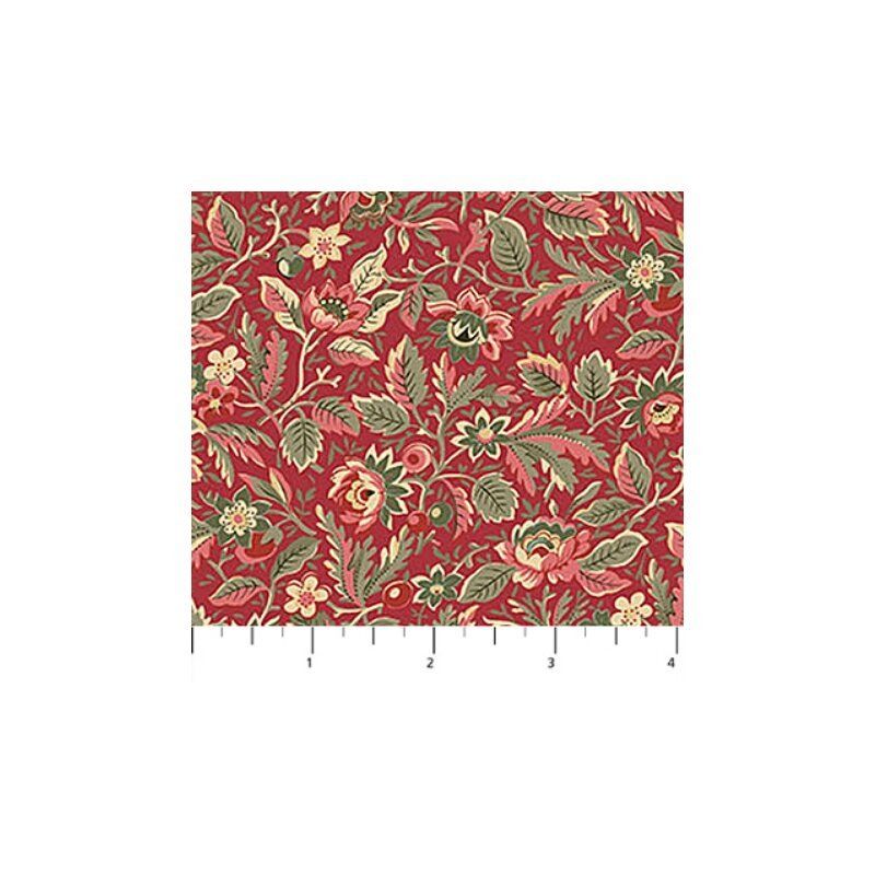 Manoir Antiques Roadshow fabric: Packed Floral, Red Multi