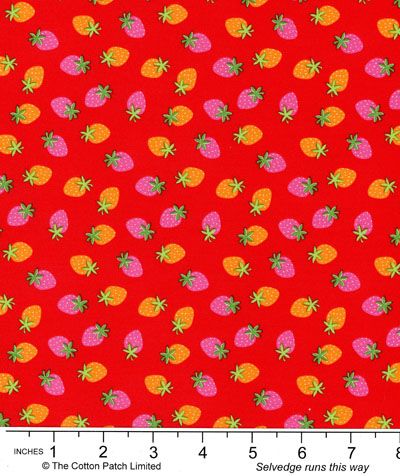 Just for Kids fabric: Strawberries on Red (per 1/4 metre)