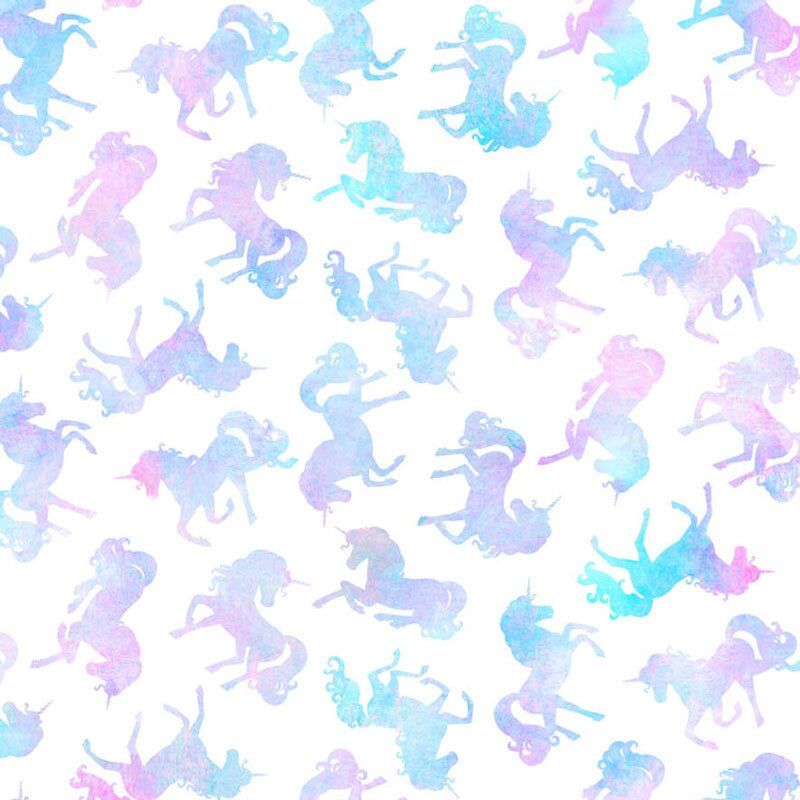 Unicorn Sparkle Magic fabric, Unicorns on White