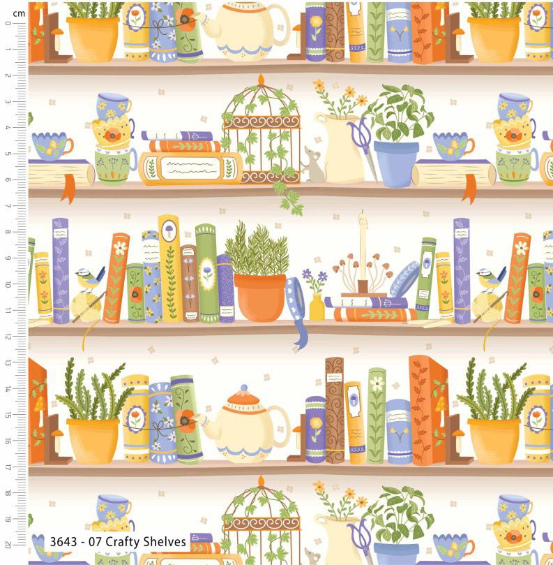 Cottage Bliss fabric: Crafty Shelves