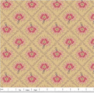 Wildflower Cottage fabric: Gold Lattice
