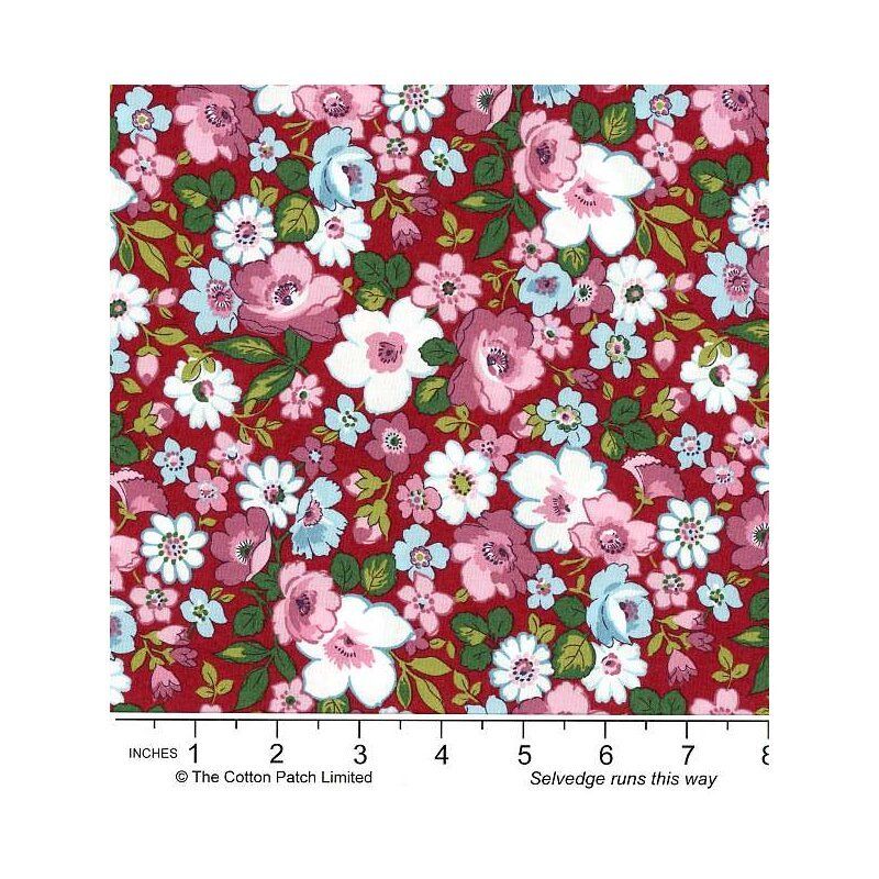 Liberty Heirloom fabric: Hedgerow Bloom, Red