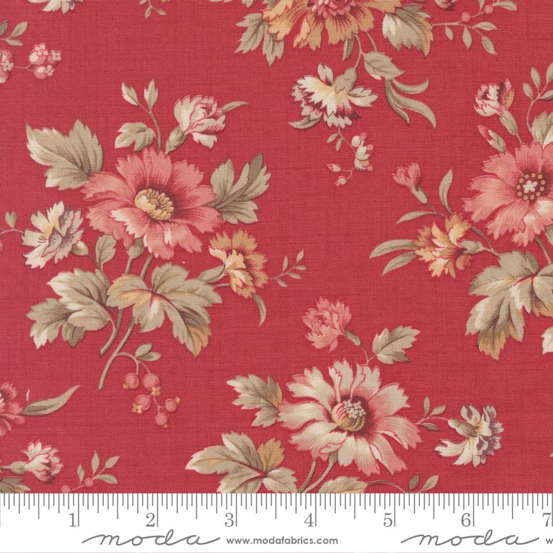 Joie De Vivre fabric, Cosmos, Rouge