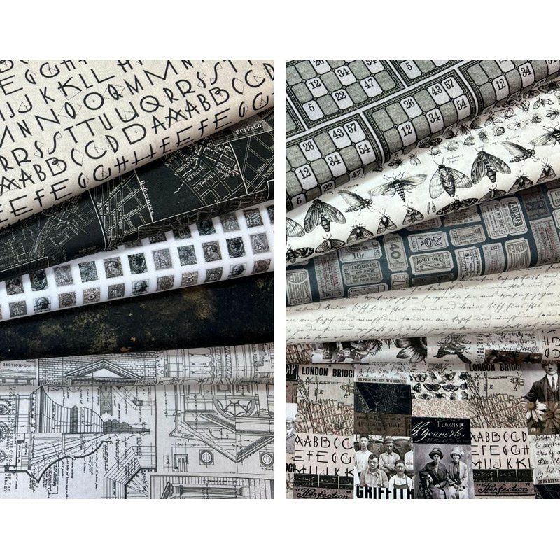 Tim Holtz Eclectic Elements Palette Charcoal Fat Quarter Pack