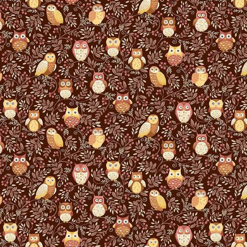 Hello Autumn Fabric, Twilight Owls, Brown