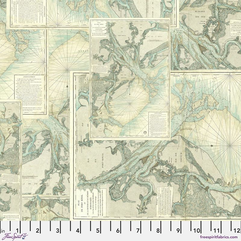 Eclectic Elements Palette fabrics, Teal Map