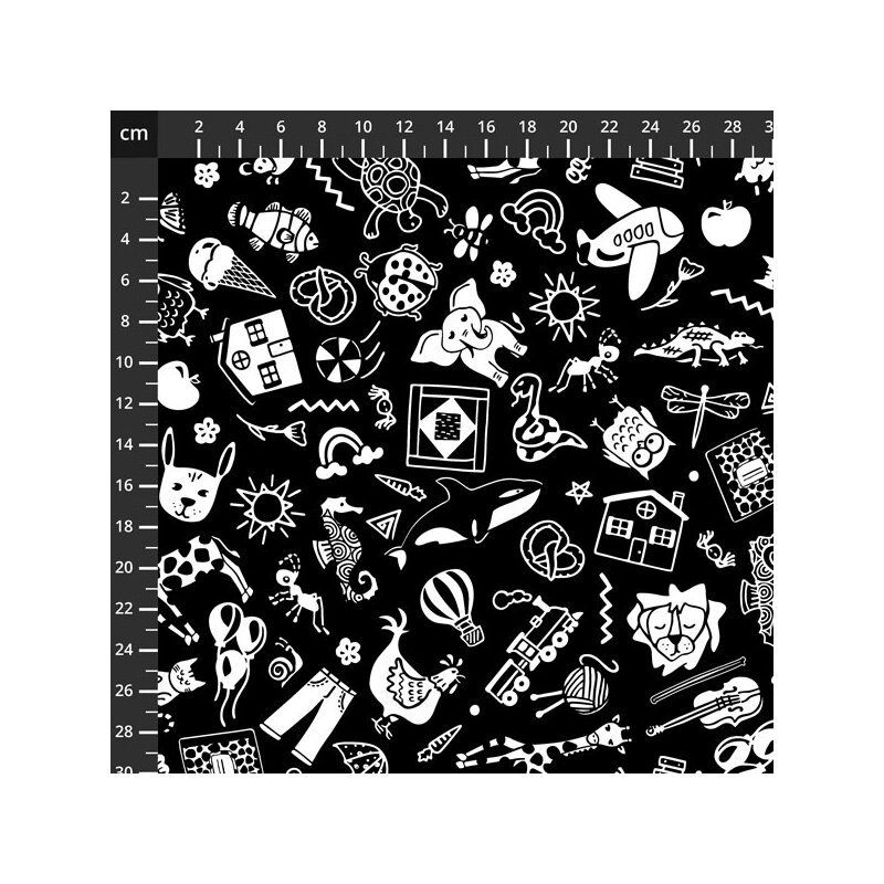 First Look fabric: White on Black First Look fabric: White on Black