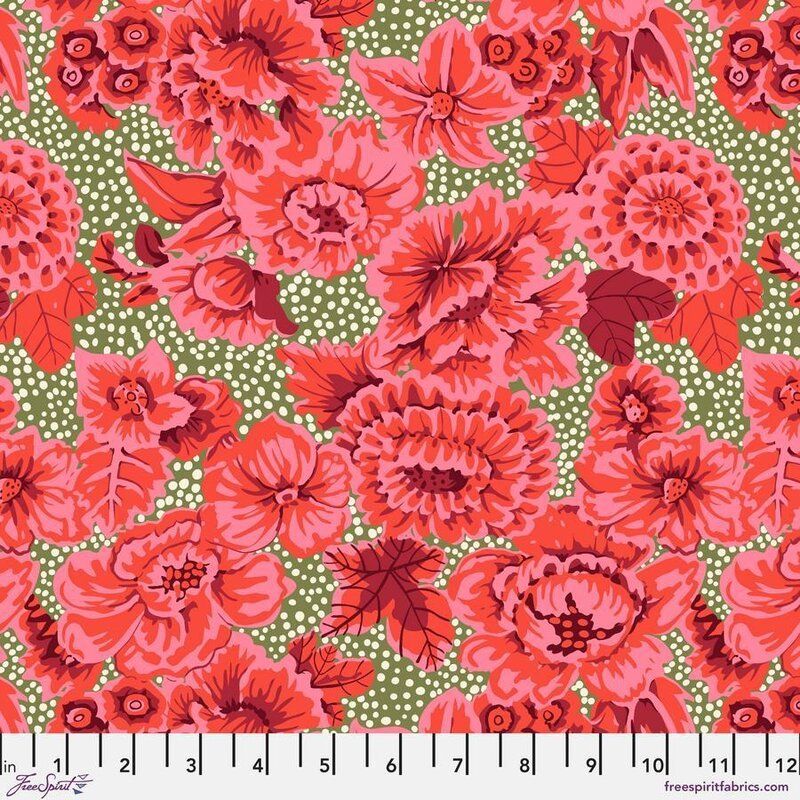 Kaffe Fassett Fabric Floral with Dots, Red