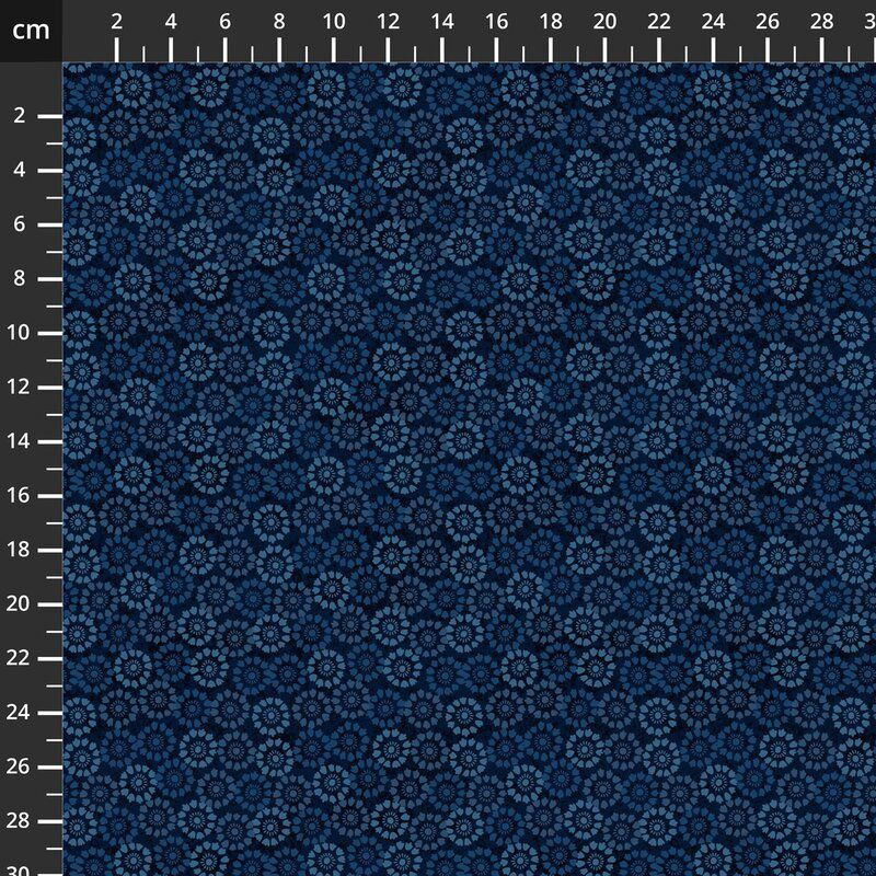 Banyan fabric, Mini Medallions, Navy