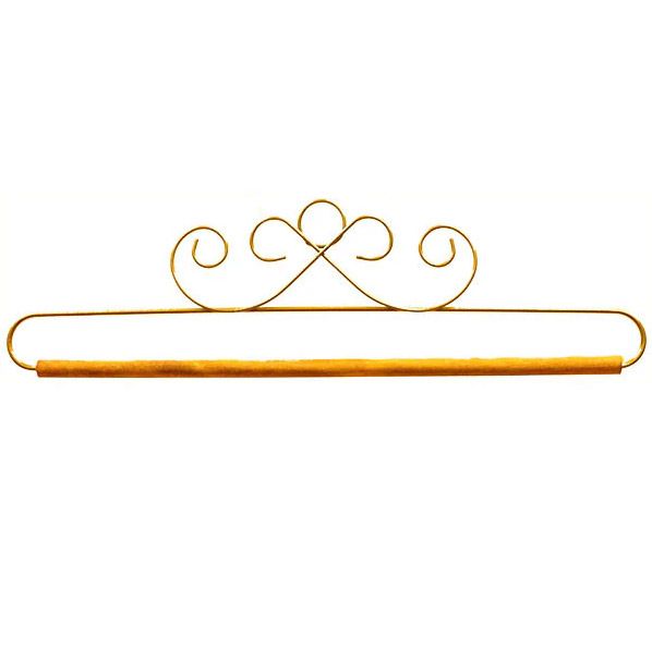 Wire Hanger  French Curl Gold 12" with Dowel