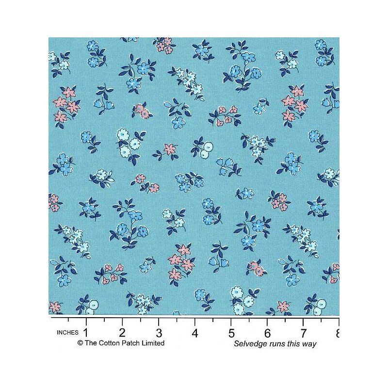 Liberty Heirloom fabric: Posy Sprig, Blue