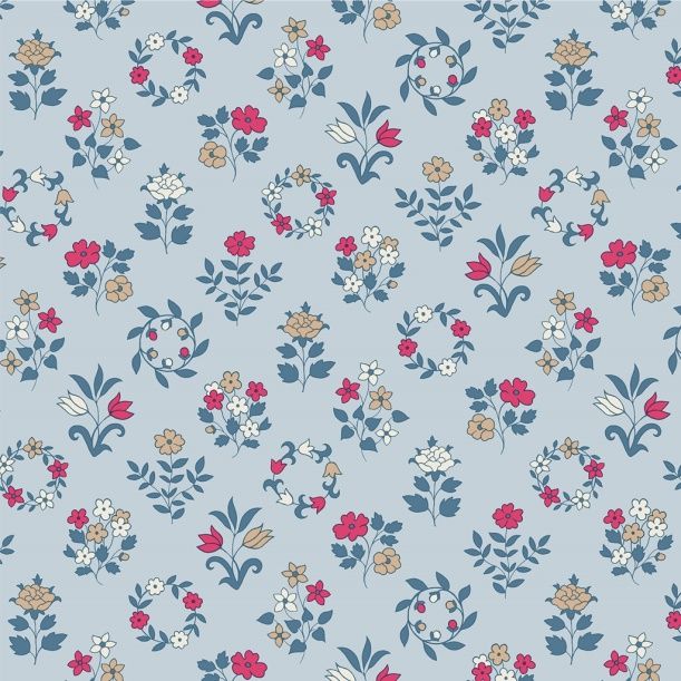 Liberty Craft Garden fabric: Mary's Embroidery, Blue