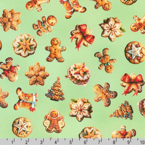 Flurry Friends fabric: Gingerbread, Sage