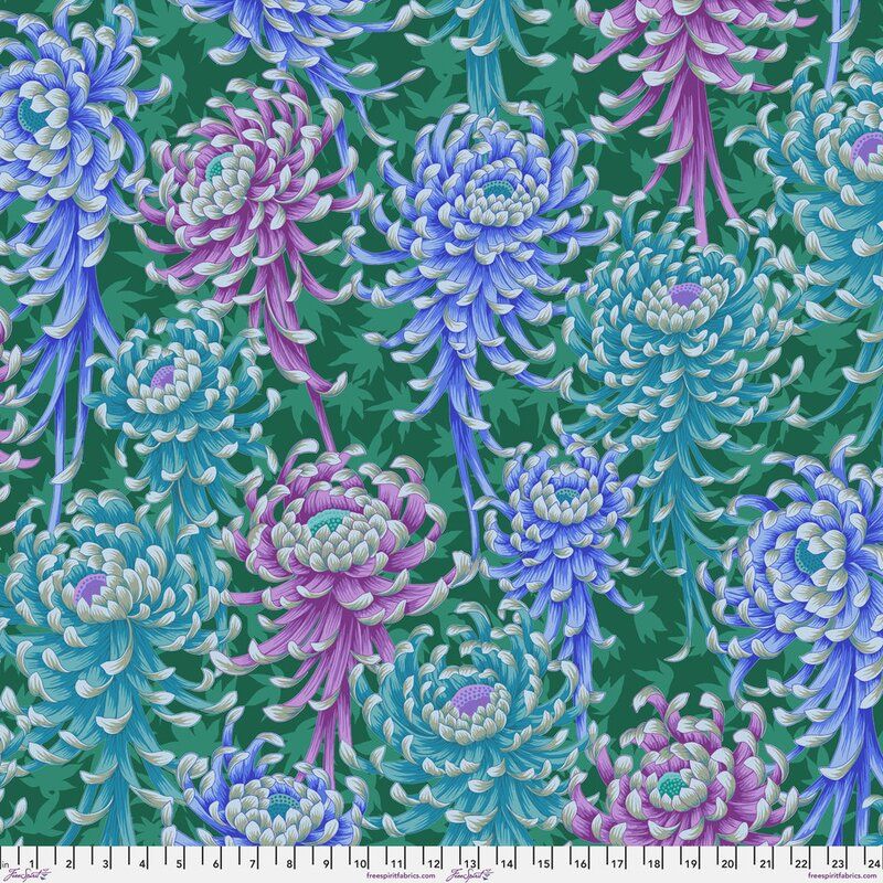 Kaffe Fassett Collective Fabric Spider Mums, Cool