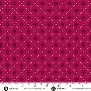 Mystic Meadow fabric, Lattice, Red