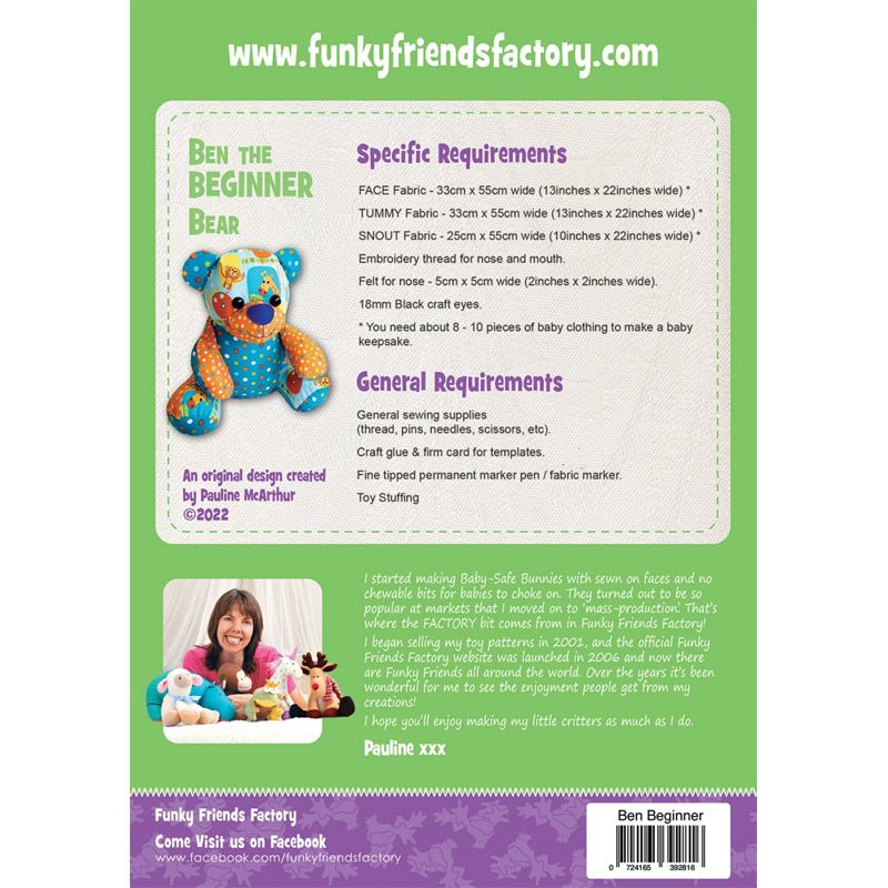 Funky Friends Factory: Ben the Beginner Bear Soft Toy Pattern