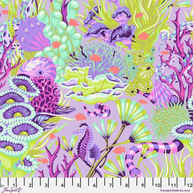 Floral Reef fabric, Reef What You Sew, Ultraviolet