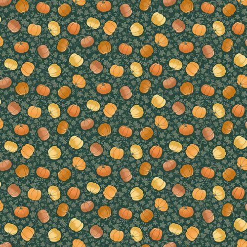 Hello Autumn Fabric, Pumpkin Spice, Green