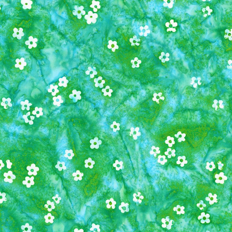 Wild Poppies Batik fabric: Grass Wild Poppies Batik fabric: Grass