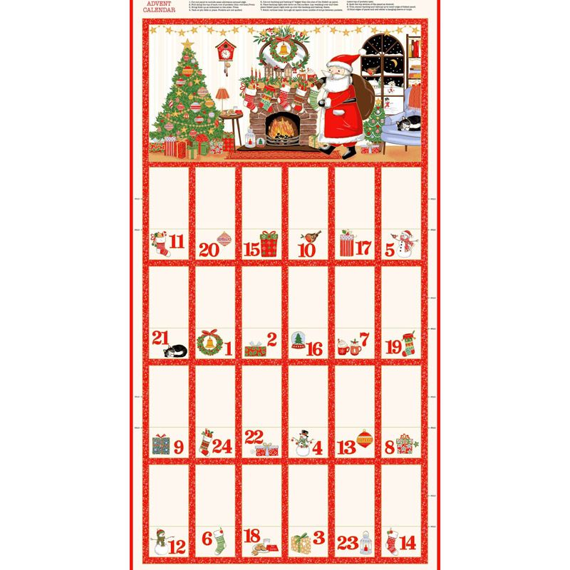 Jolly St Nick Fabric Advent Panel 60cm