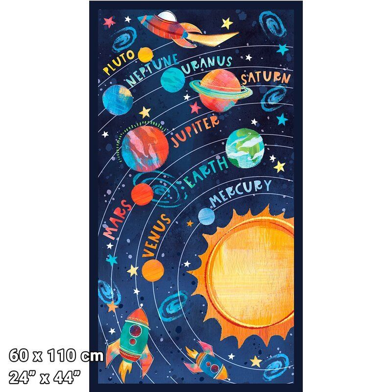 Just For Kids Fabric: Blast Off!, Solar System Panel 24" (60cm)