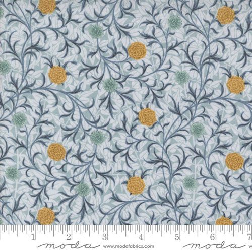 Morris Manor fabric: Scroll, Sky Morris Manor fabric: Scroll, Sky