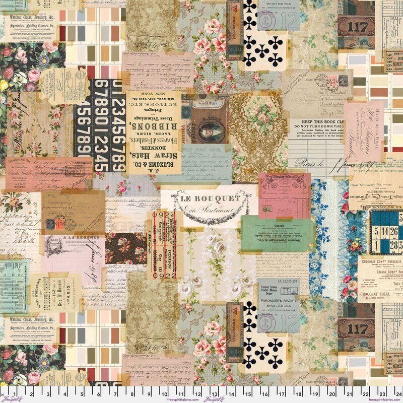Eclectic Elements Extra Wide Quilt Back Fabric: Ephemera, Palette (per 1/4 metre) Eclectic Elements Extra Wide Quilt Back Fabric: Ephemera, Palette (per 1/4 metre)