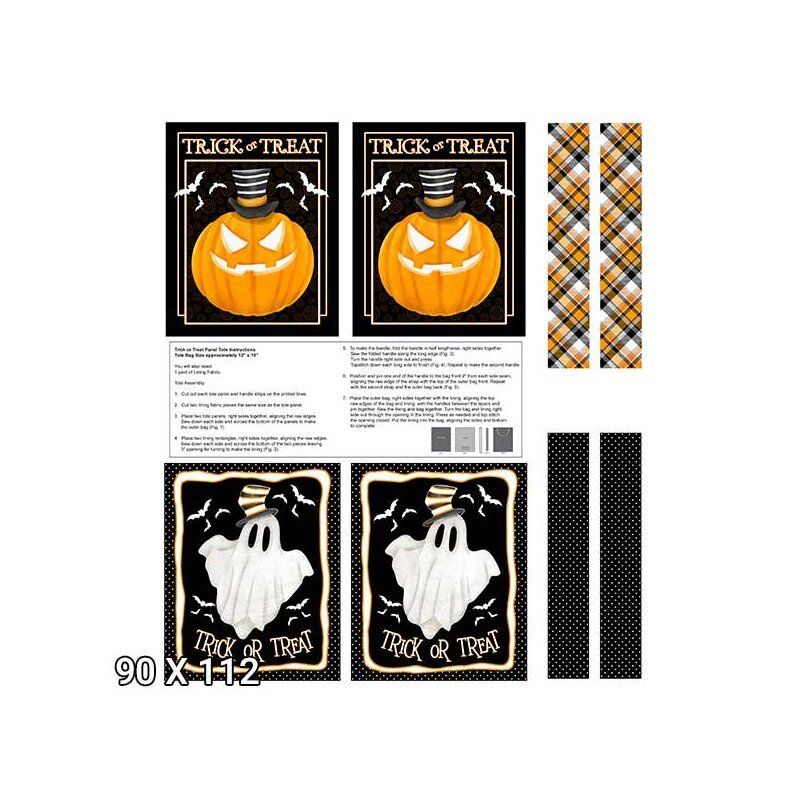 Halloween Fabric, Trick or Treat Bag Panel, 90cm