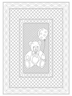 Wholecloth Teddy Bear Quilt 36"x50" (White)