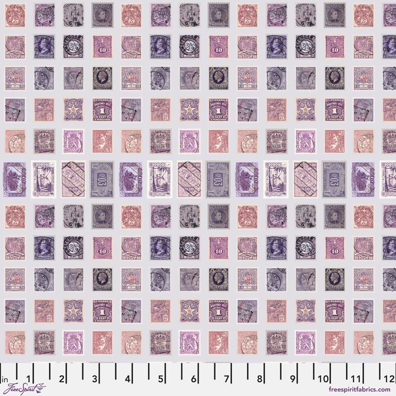 Eclectic Elements Palette fabrics, Purple Stamps