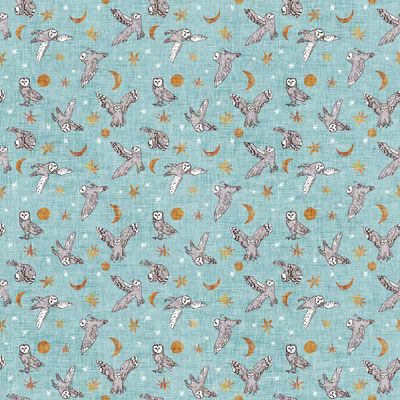 Forest Fable Fabric: Midnight Owls Sky (per 1/4 metre)