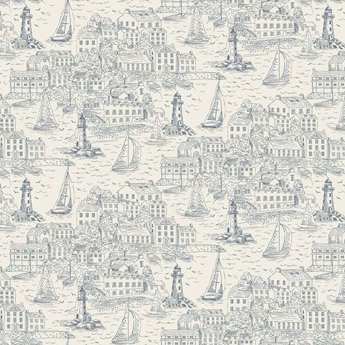 High Tide Fabric: Harbour View, Cream
