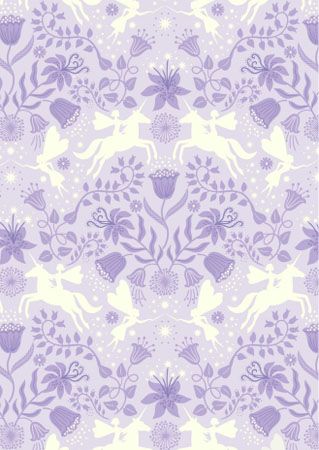 Glow Fairies fabric: Fairy Friends on Light Dusk Lilac Glow Fairies fabric: Fairy Friends on Light Dusk Lilac