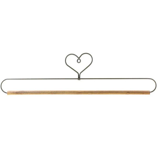 Wire Hanger  6" Heart straight hanger with stained dowel