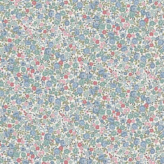 Petite Fleur Fabric: Rose, Blue