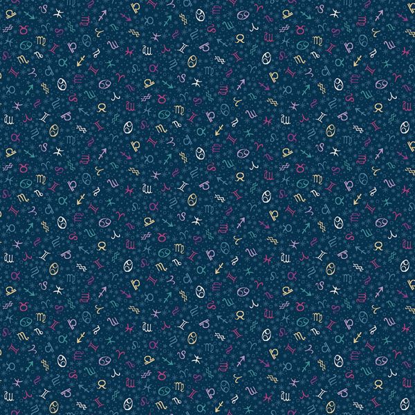 Luna Fabric: Zodiac, Blue