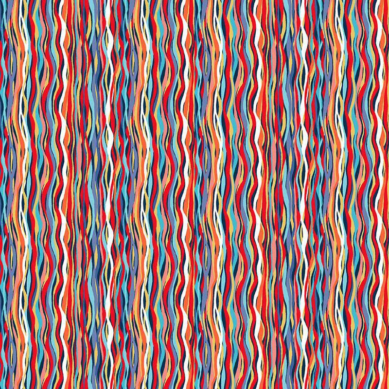 Deep Blue Sea Fabric: Wave Stripe, Dark Blue