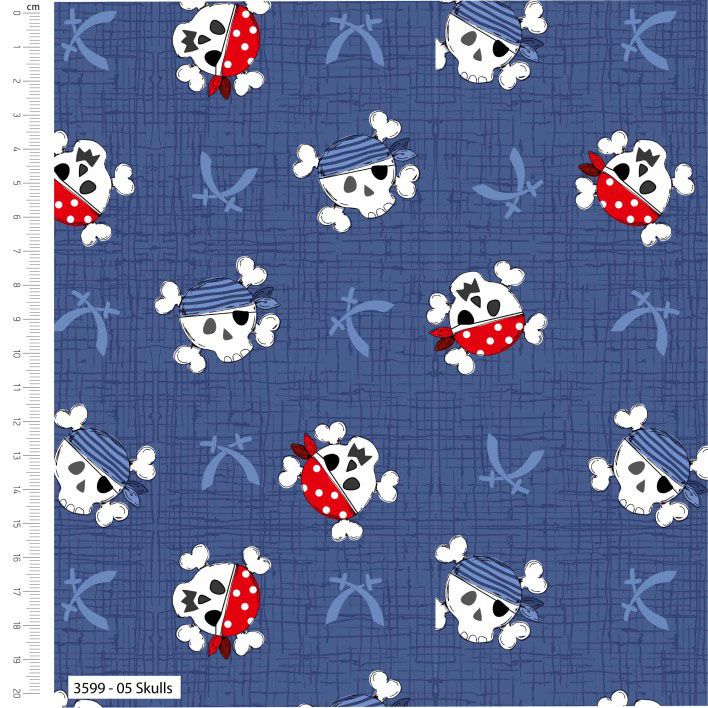 Ship Ahoy fabric: Skulls