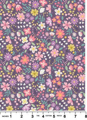 Spring Treats Fabric: Spring Floral, Dark Violet Spring Treats Fabric: Spring Floral, Dark Violet