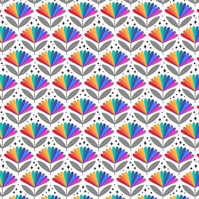 Over The Rainbow fabric: Fanned Rainbows White Lewis and Irene