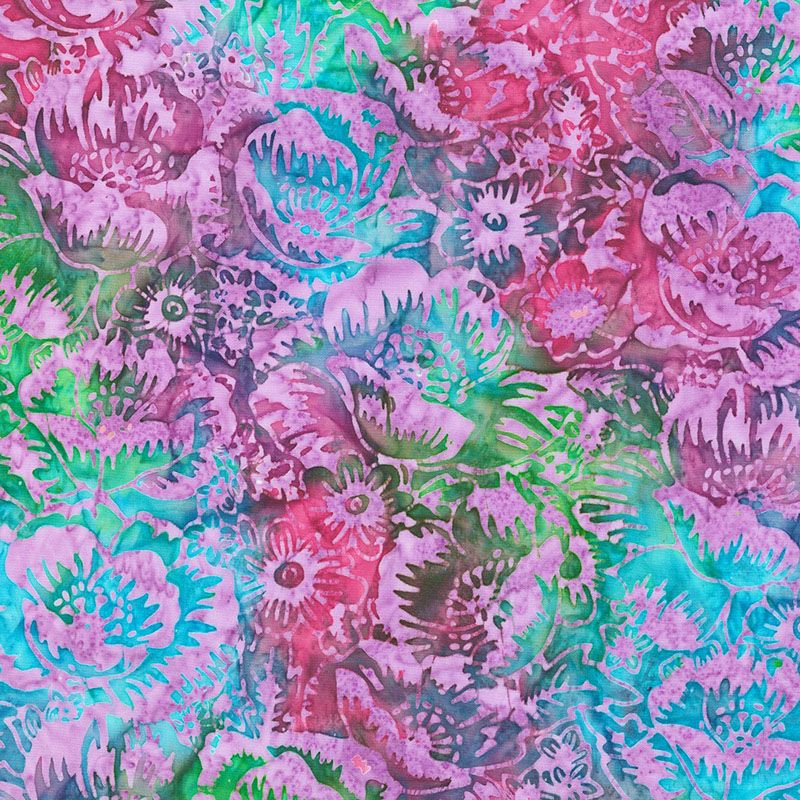 Wild Poppies Batik fabric: Petunia