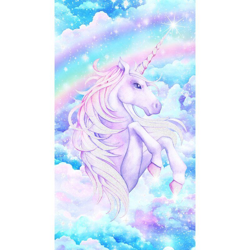 Unicorn Sparkle Magic fabric, Unicorn Panel 25" (63cm)