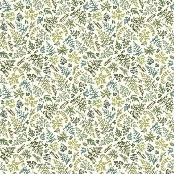 Wild Harvest fabric: Ferns, White
